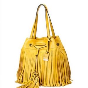 **SOLD** Frye fringed drawstring purse in lemon